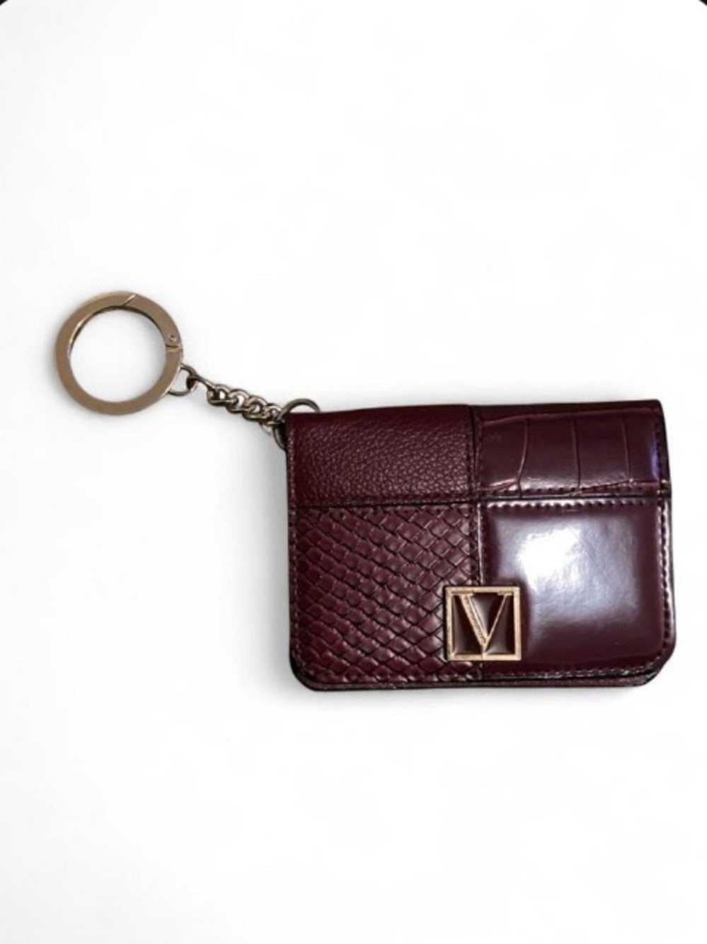 Victoria secret Burgundy Leather Key Card Holder with Gold V logo